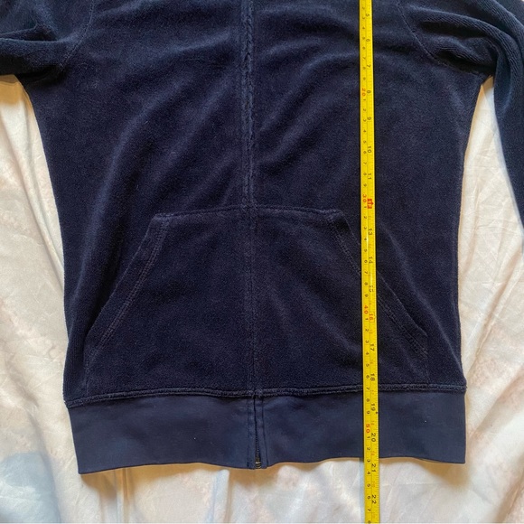 Juicy Couture Velour Navy J Zip Tracksuit Sweater Jacket Women’s Small Y2K - Picture 5 of 8